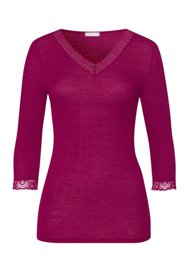 Woolen Lace Lace Trim Wool And Silk Top | Pink Tourmaline 70831-2473